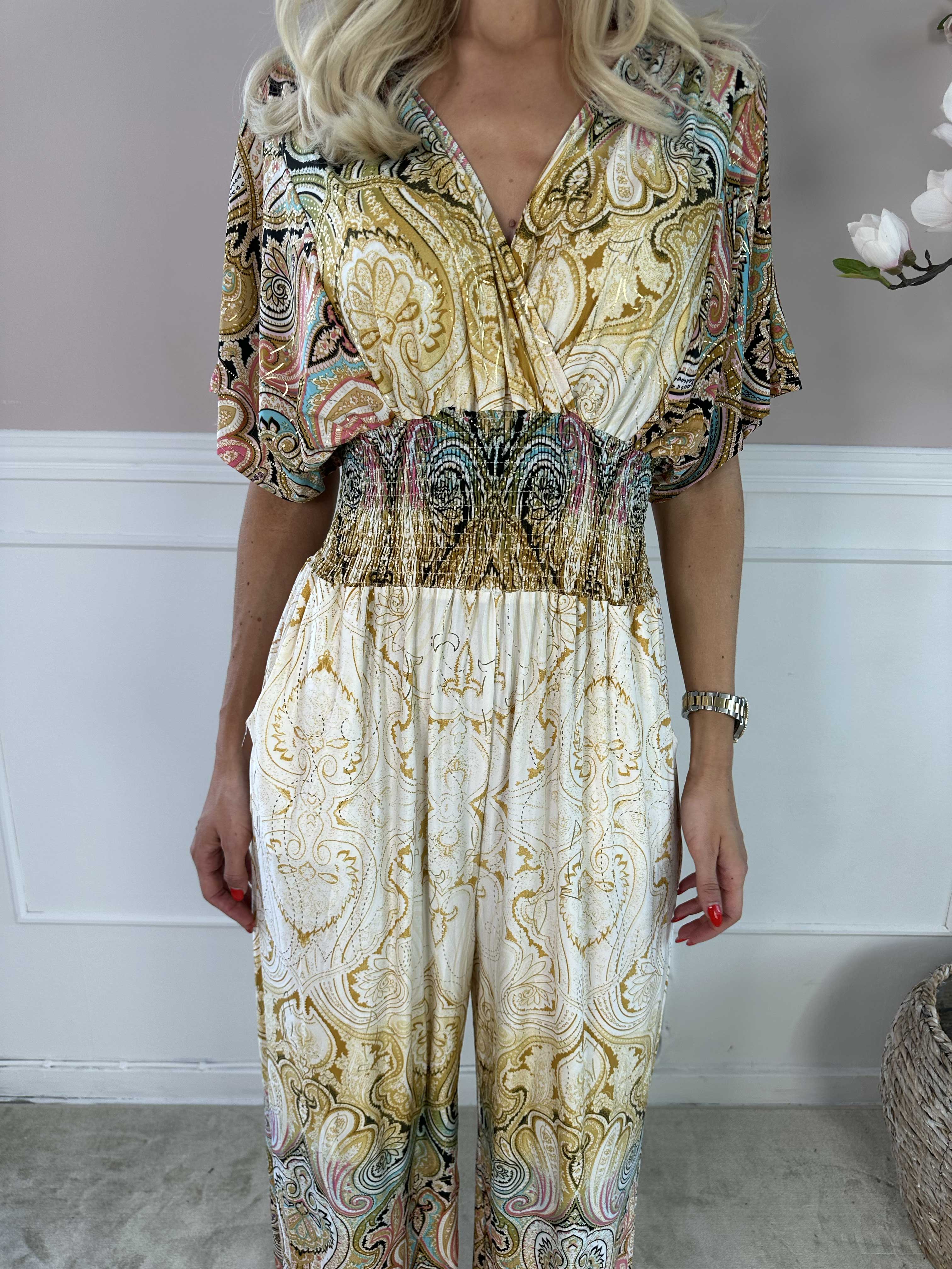 Pams Paisley Jumpsuit - Elastisk buksedragt med mønster